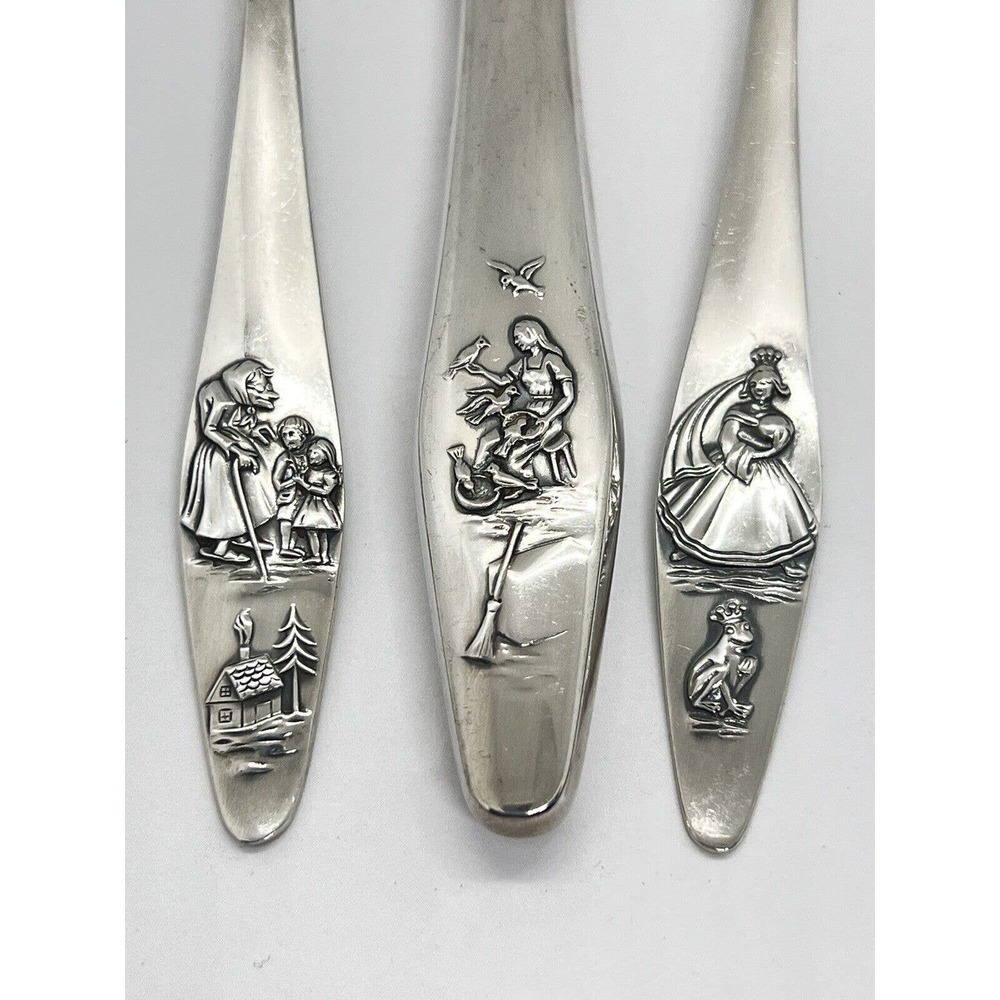 Lutz & Weiss Solid 800 Silver Children’s Dinner Fork Spoon +Knife Silverware Set